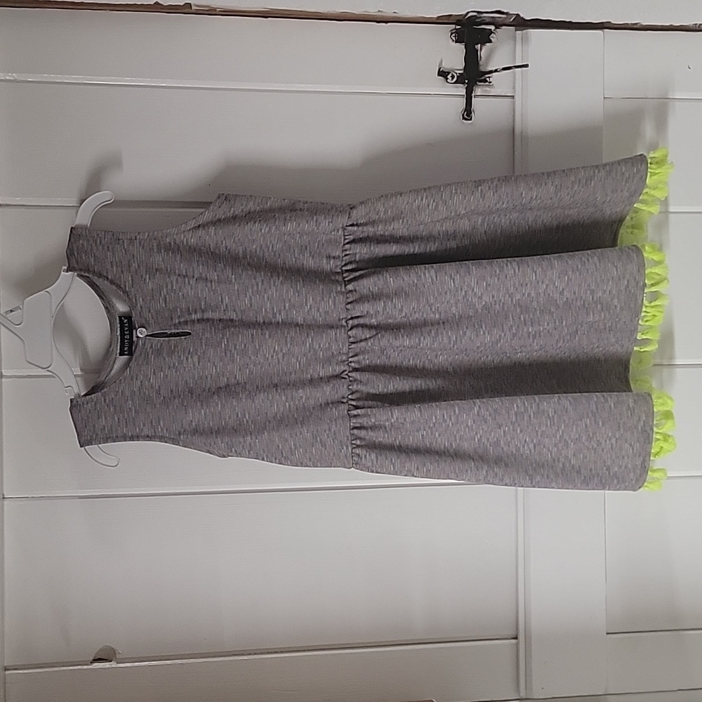 NWT - Andy & Evan Multicolor Sleeveless Dress with Neon Green Ruffle - Size 6Y